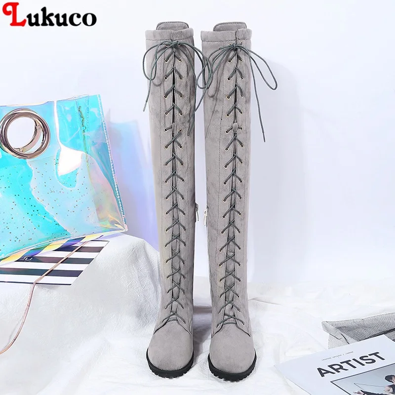 

Lukuco Concise Round Toe Snow Botas Female Women Boot Large Size 38 39 40 41 42 43 44 45 46 Sexy Fashion Shoes 2018 riding boots