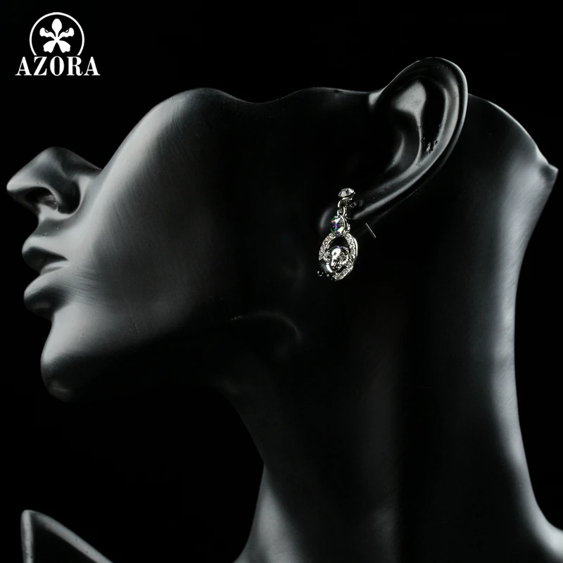 AZORA Cute Sheep Shape Dangle Earring Party Trendy Style Multicolor Austrian Crystals Drop Earrings Women Fashion Jewelry TE0301