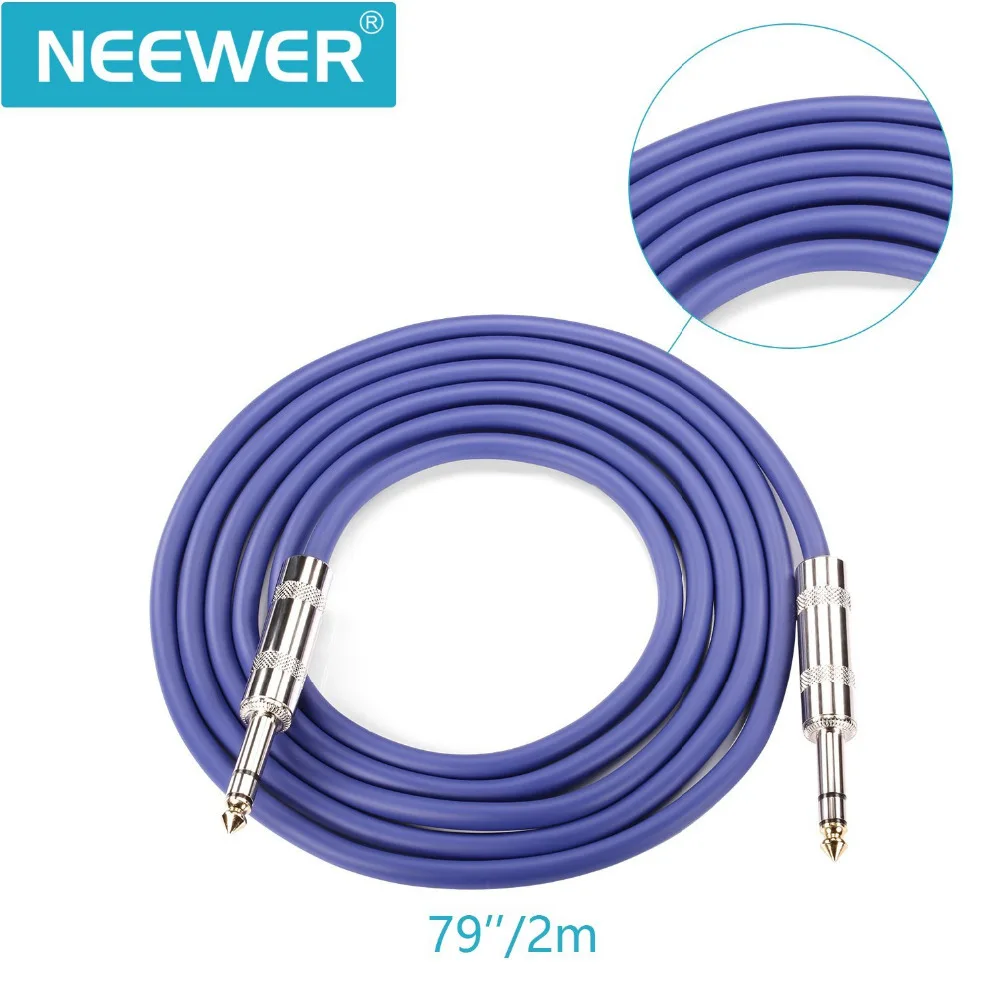 

Neewer 6-Pack 6.5 Ft/2M Durable Guitar Cables with 1/4 Inch Straight to Straight Plugs Rubber Shielding and Copper Conductors
