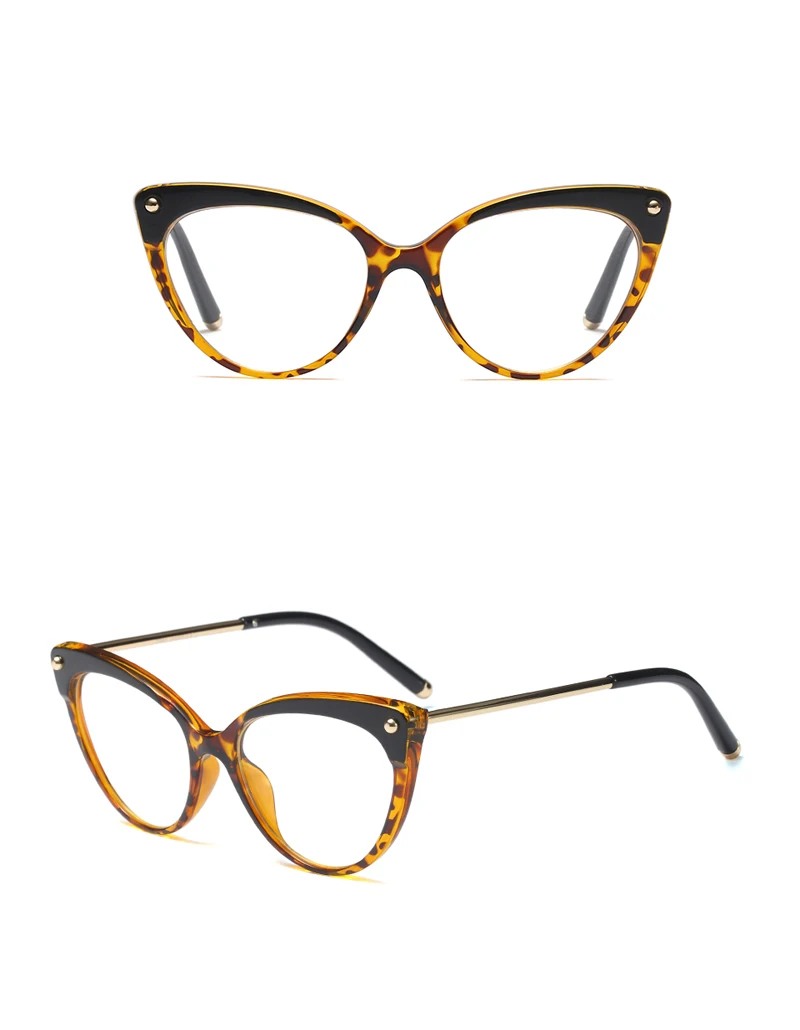 Оригинальные небольшие солнцезащитные очки "кошачий глаз" в стиле ретро оправы для очков для женщин прозрачные оптические оправы для очков TR90 полуметаллический черного цвета с леопардовым принтом