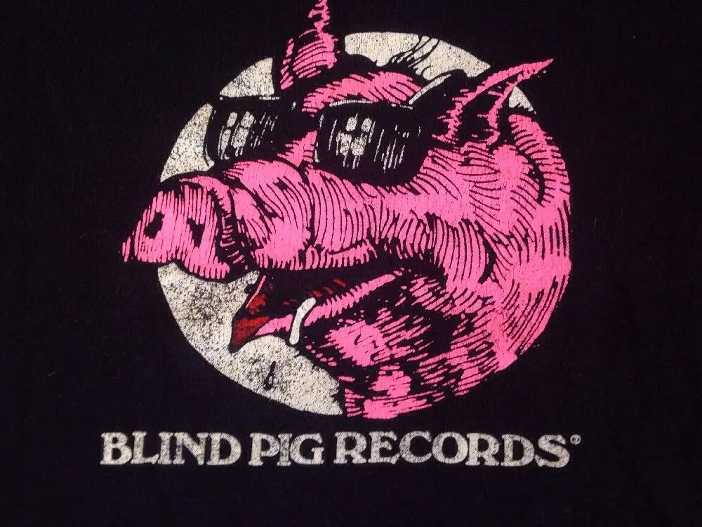Vintage Blind Pig Records Blues Label Logo USA Made Cotton Shirts For