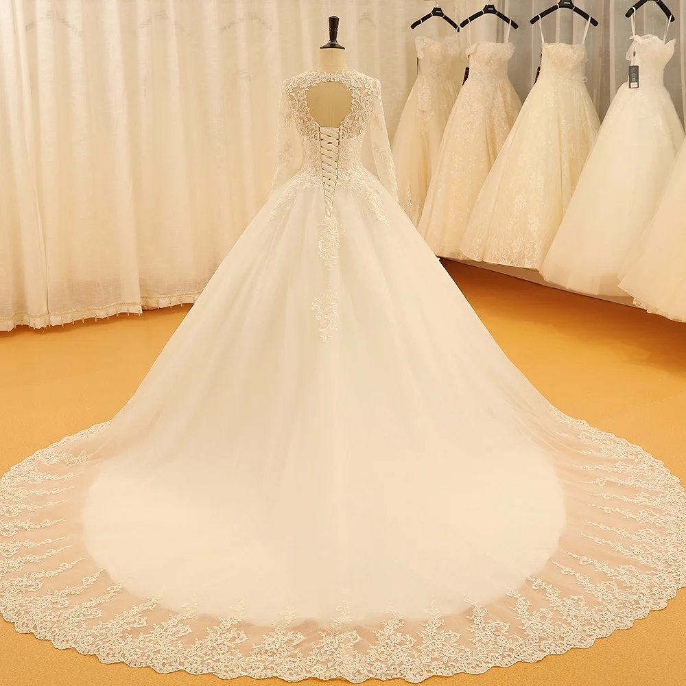 SL-522 винтажное свадебное платье es свадебное платье V шеи Кружева свадебное платье с длинным рукавом