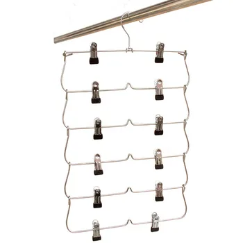 

[Free shipping] Space Saving Folding Metal Hanger with Clips for Pants,Socks (4 pieces/Lot)