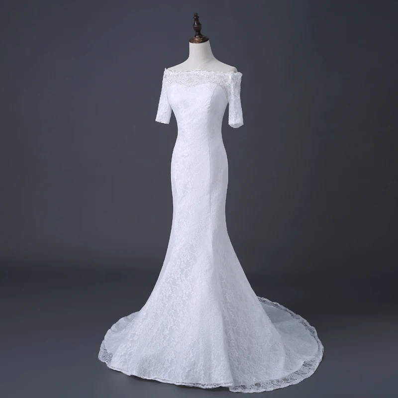 2019 лето осень дизайнерские пикантные туфли белого цвета Vestido de Noiva кружево