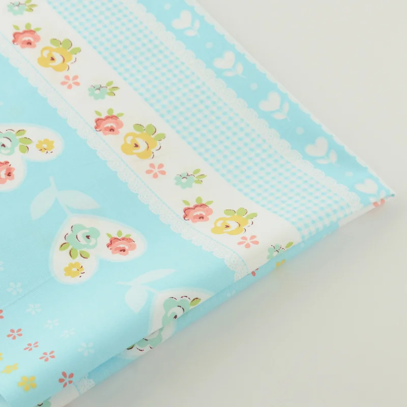 News Home Textile Blue Floral Design 100% Cotton Fabric Twill Decoration Bedding Tissue Quilting Patchwork Telas Baby Tissue