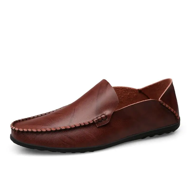 Мужская Дизайнерская Повседневная обувь; Брендовая обувь из натуральной кожи; итальянские мужские кроссовки; нескользящие лоферы на плоской подошве; Вождение мужской обуви - Цвет: Dark red