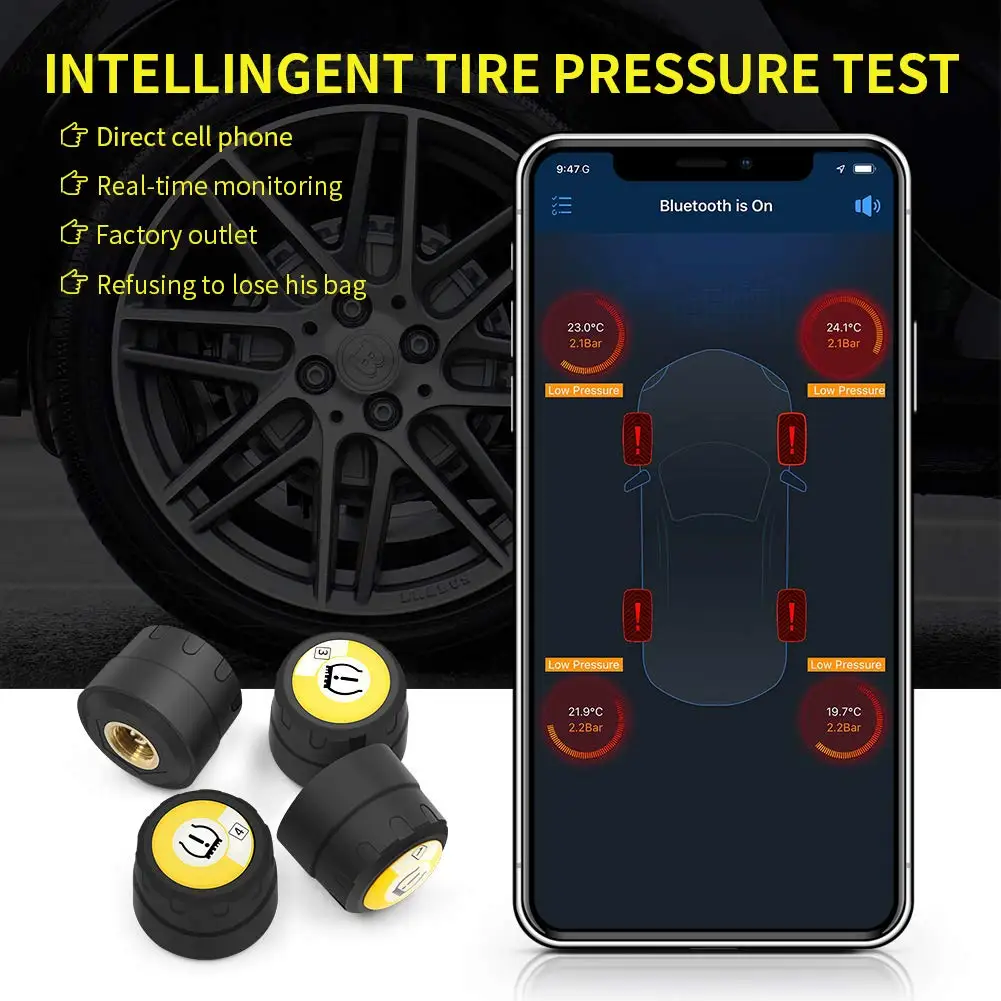 Tpms Android Bluetooth 4 Автомобильный внешний датчик давления в шинах Система мониторинга давления в шинах BLE Tpms Presion Neumaticos для ios