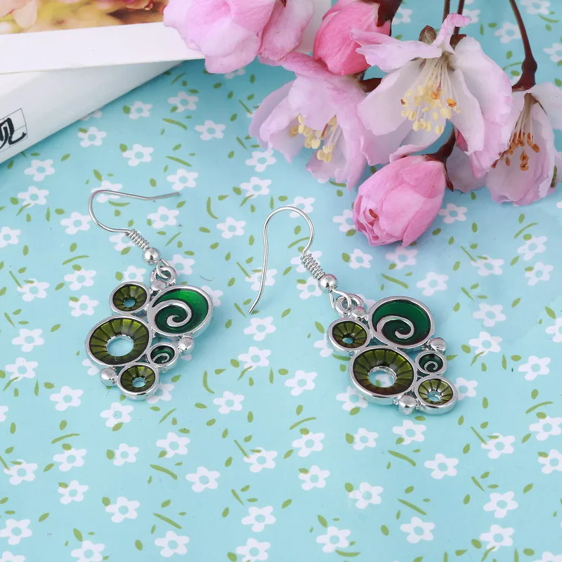 Зеленый Эмаль Ювелирные наборы для женщин кожаная цепочка серебро цепочки и ожерелья серьги комплект ювелирных изделий Новы