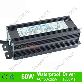 

60W AC150-265V led Driver Waterproof Constant Current LED Lighting Transformers Driver 10W led Ball Power Supply free ship