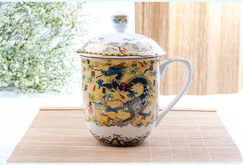 Кружка Dragon boss, керамическая кружка с крышкой, рекламная кружка из костяного фарфора, полная печать, кружка dragon для чая и кофе, высокое качество