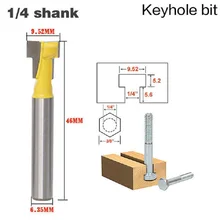 1 шт. 6,35 мм 1/" хвостовик Т-образная долбежная и Т-образная Замочная скважина резак древесины фрезы стальные ручки 3/8''& 1/2 ''Длина резак для дерева