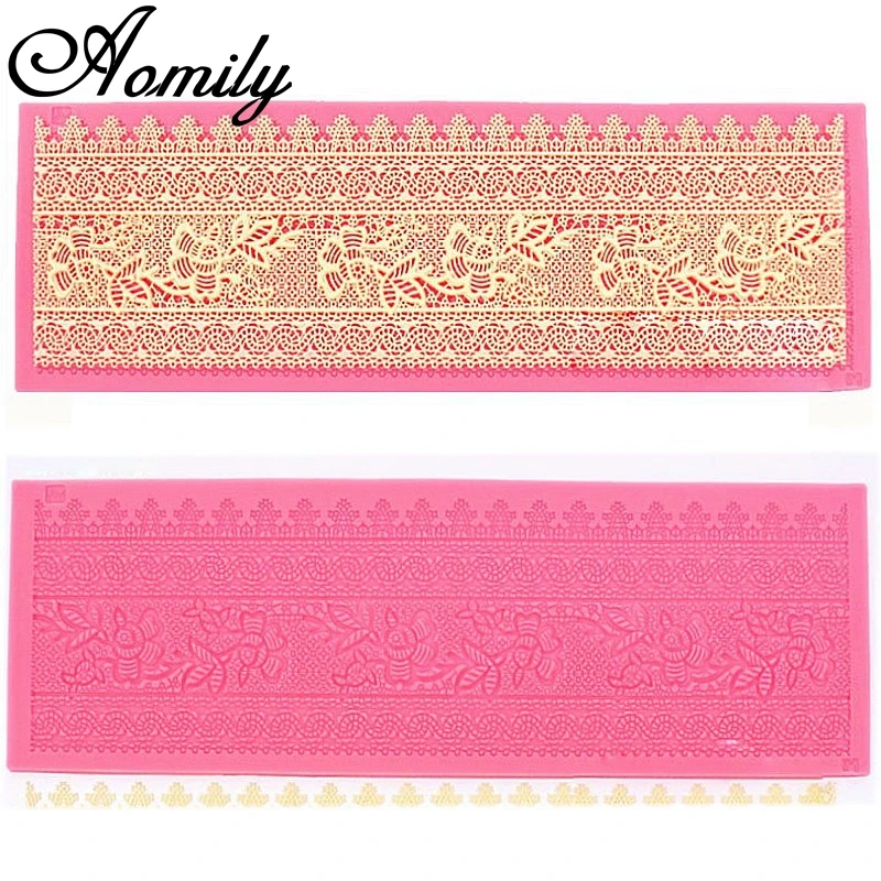 

Aomily Beautiful Lace Flower Wedding Cake Silicone Flower Lace Fondant Mold Mousse Sugar craft Icing Mat Pad Pastry Baking Tool