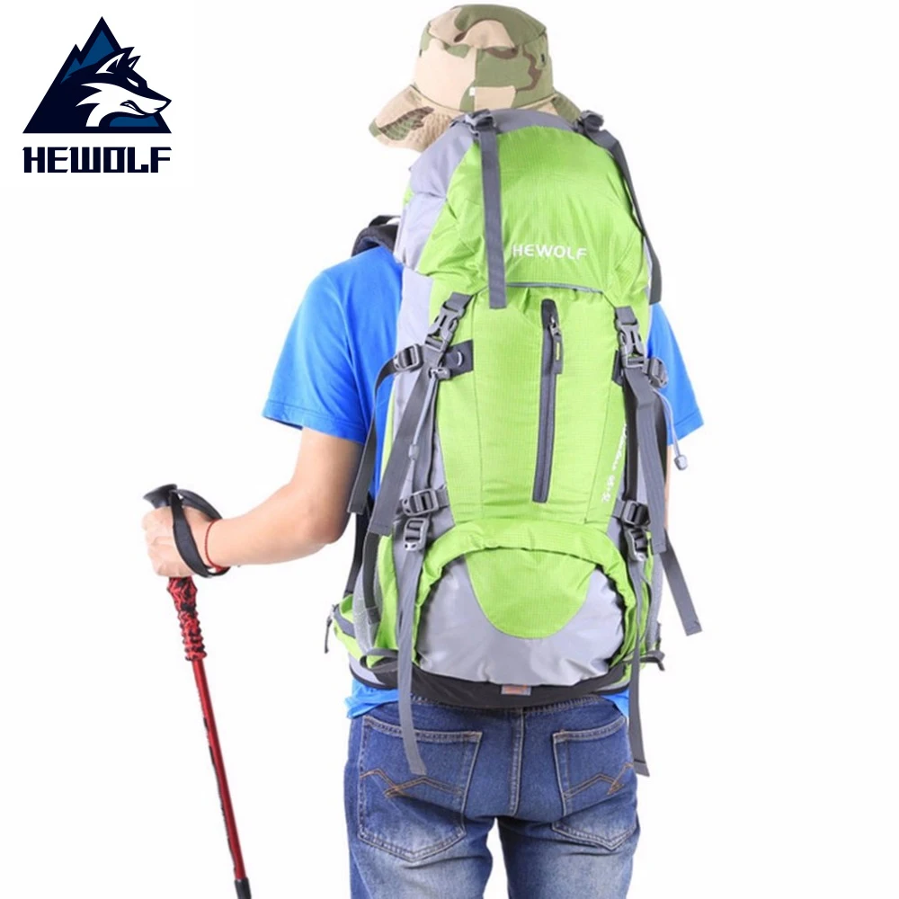 

Hewolf 50L Unisex Outdoor Mountaineering Backpack Hiking Camping Cycling Multifunctional Waterproof Nylon Shoulder Bags