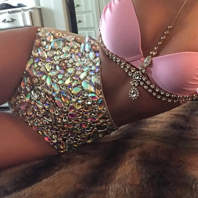 Rhinestone high waisted bikini Clearance