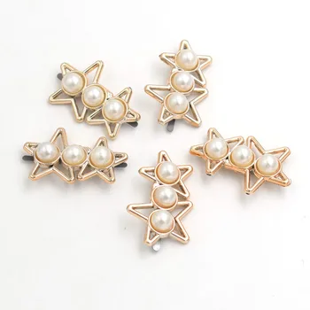 

40/26mm,15pcs pearl star metal leg gold no fade ribbon buckles bow acessories Invitation Ribbon Slider Headband Hair Clip DIY