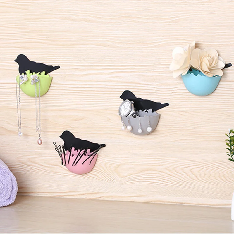 

2pcs Cute birds sea lions design plastic storage box key holder jewelry case toothbrush holder rack organizer wall decor