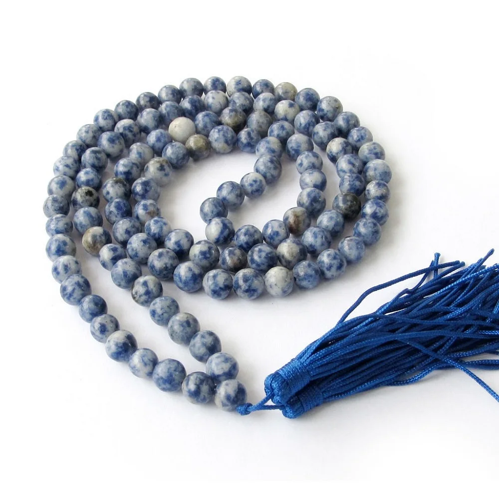 Браслет из натурального камня в синюю полоску 8 мм 108 Mala Beads браслет или ожерелье