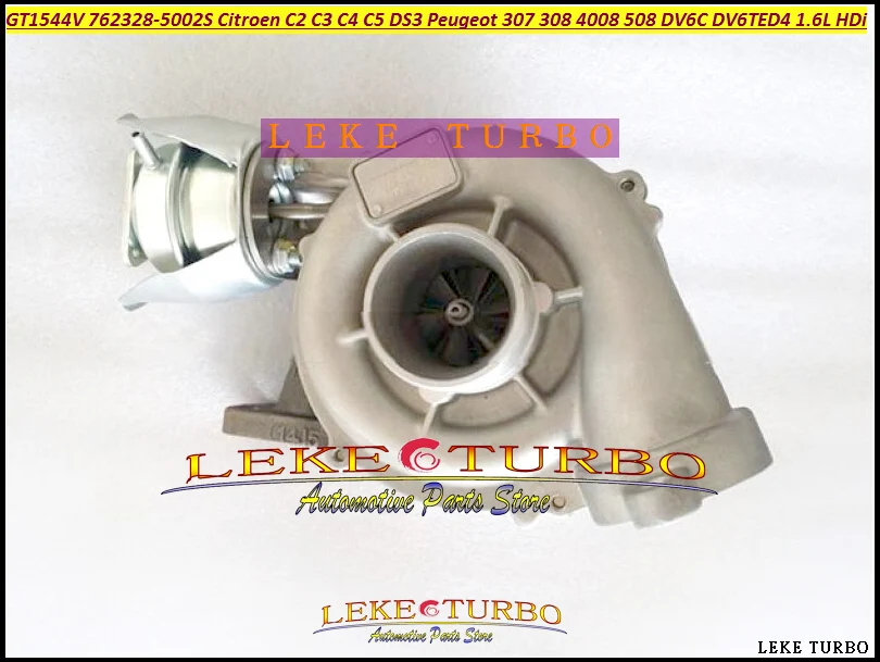 GT1544V 762328 762328-5002S 762328-0001 Turbo For CITROEN C2 C3 C4 C5 DS3 For PEUGEOT 307 308 4008 508 DV6C DV6TED4 1