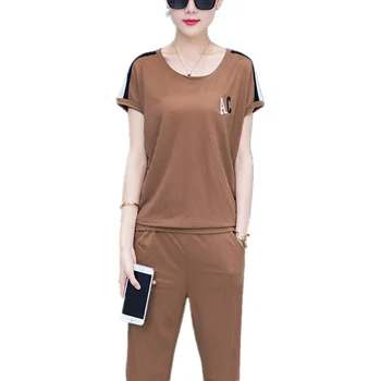 

Summer new the linen women set O-Neck tops+straight pants women slim two piece clothes 3 color women casual