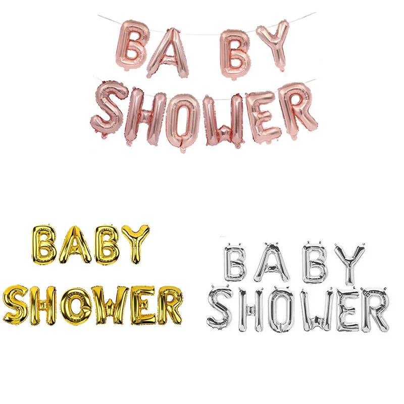 

AVEBIEN Baby Shower Party Decorations DIY Letter Balloon Gold Silver BABY SHOWER Balloon Set 16 Inch Aluminum Balloon 10pcs/set