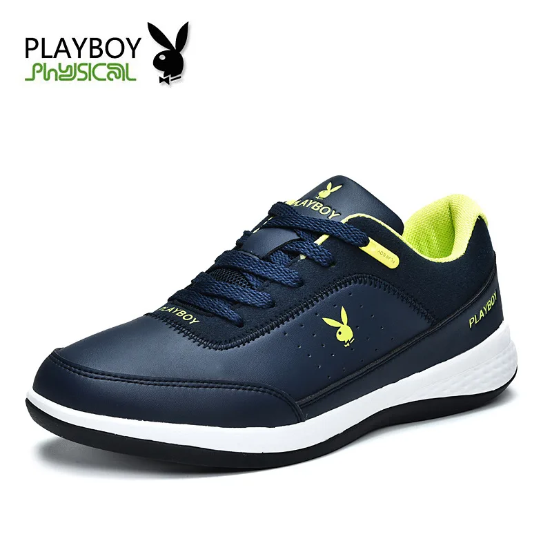 PLAYBOY/мужская повседневная обувь; Tenis Masculino; Высококачественная Мужская обувь из натуральной кожи; брендовая кожаная обувь на плоской подошве; большие размеры 39-45 - Цвет: DEEP BLUE