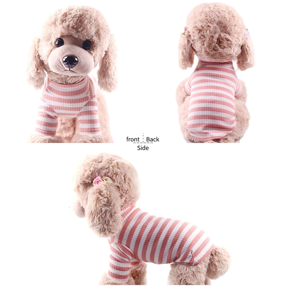 

Dog Cotton T-shirts Dog Cat Outfit Cloth Pet Coats Pet Dog Striped Vest Shirt Elastic Bottoming Shirt Pets Clothes