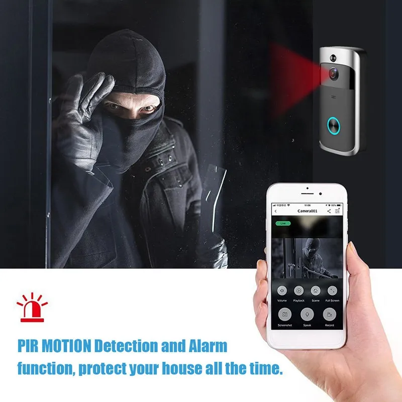 Умная Беспроводная Защита сети Wi-Fi дверной звонок умный видео телефон дверь визуальная запись ИК пульт дистанционного наблюдения дома