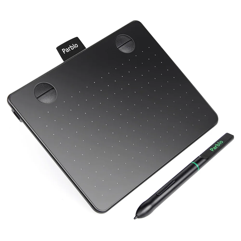 Goede Parblo A640 7.2*5.9 Inch Digitale Pen Tablet Grafische Tekening Tablet 8192 Niveaus Druk Batterij Gratis Stylus Zwart  groene Kleur