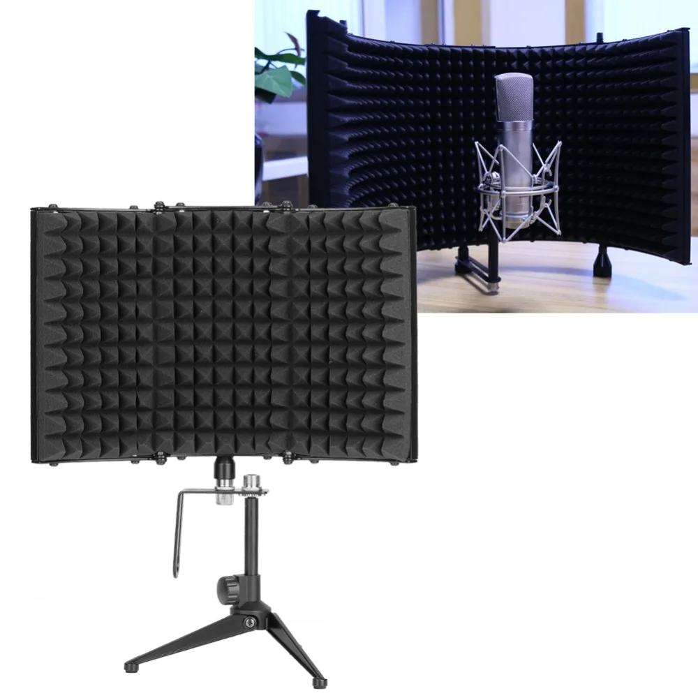 

Foldable Microphone Isolation Shield Sound Dampening Acoustic Screen with Bracket Living Broadcast Mic Sound Dampening Screen