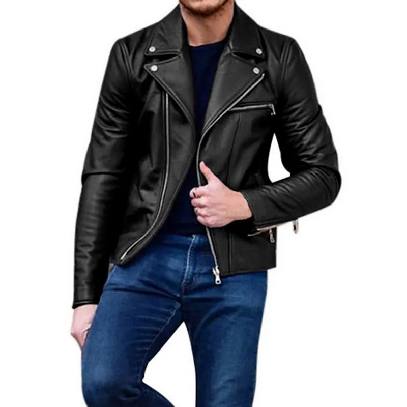 

Oeak 2019 Brand Motorcycle Leather Jacket Men Faux Leather fashion Clothing Casual black Coats spring autumn Male Streetwear