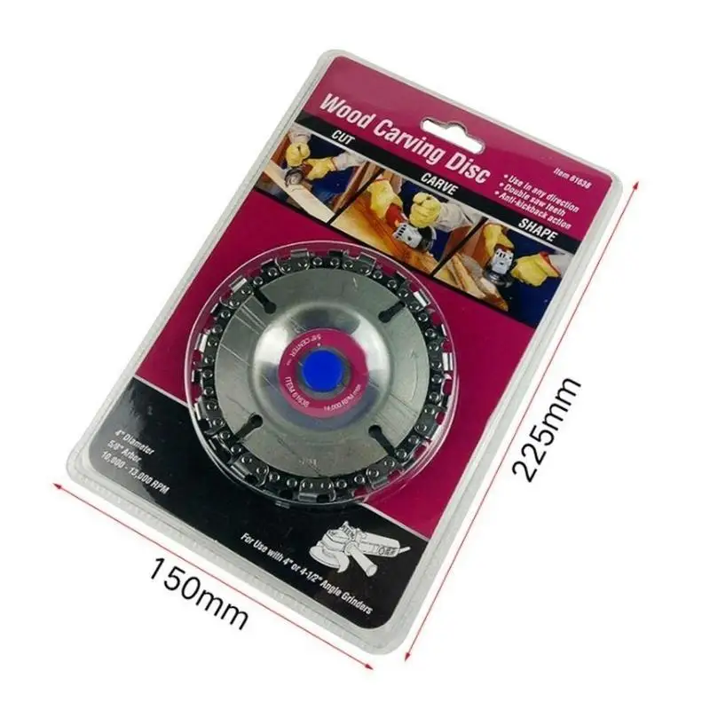 

Multi-function Woodworking Chain Plate 4 Inch Grinder Disc And Chain 22 Tooth Fine Cut Chain Set For 100/115 Angle Grinder