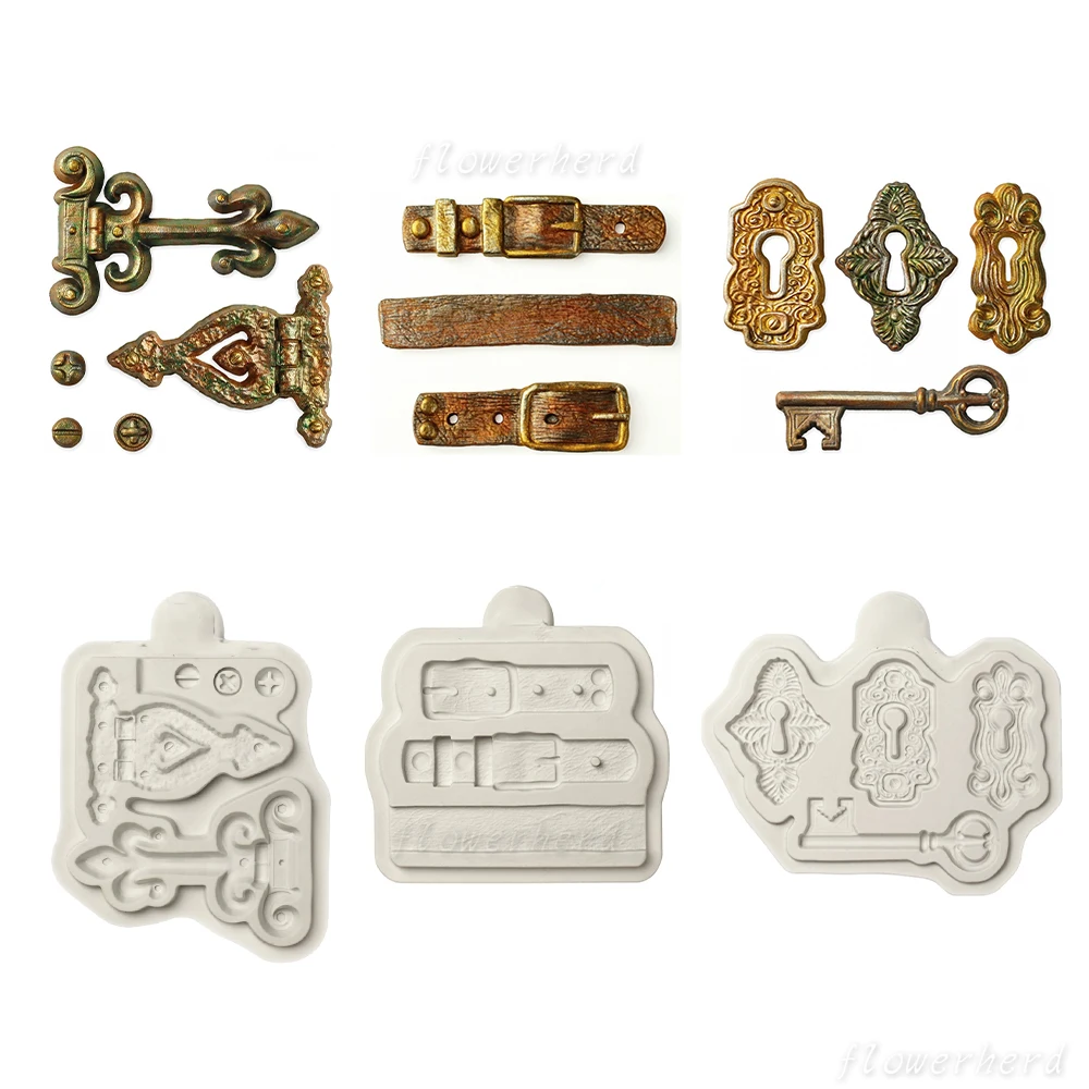

Hinges Screws Belt Straps Locks and Key Hinges Mould Silicone Mold Fondant Cake Decorating Tool Gumpaste Sugarcraft Cake Tools
