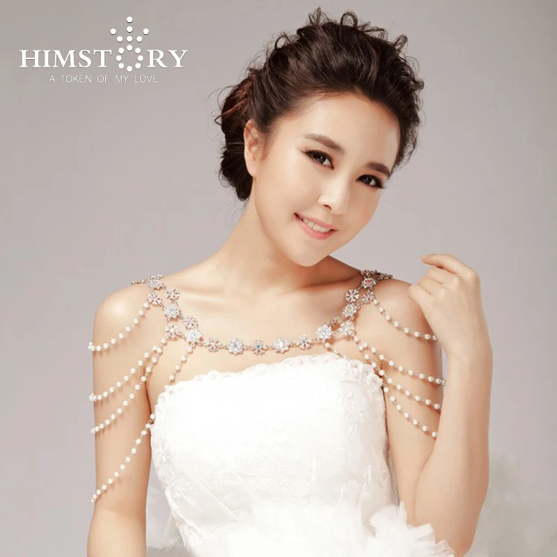 

New Pearl Bridal Jewelry Shoulder Strap Chain Necklace Hair Accessory 3 Use Wedding Party Accessories