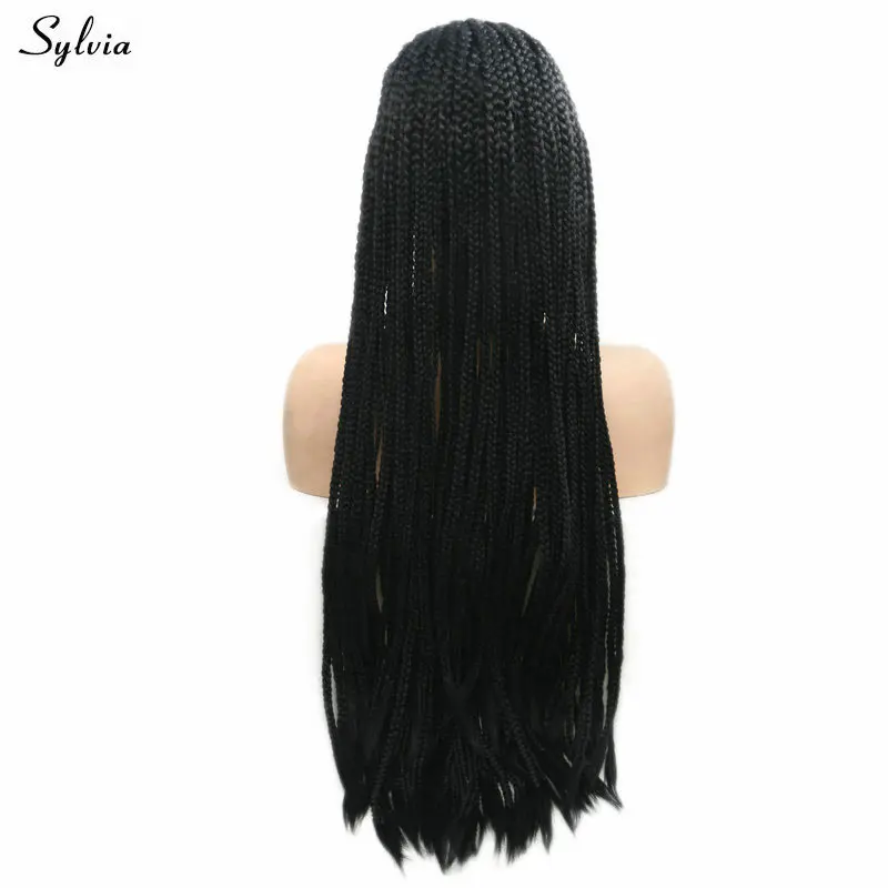 Sylvia черный парик с косами длинная свободная часть плетеные парики синтетические кружева спереди женские парики для королевы драконов высокотемпературные тканевые крылья