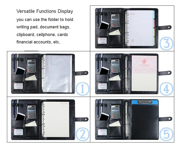 Высококачественная деловая папка из натуральной кожи, папка для файлов формата А4, папка для менеджеров, с калькулятором, кольцо, скоросшиватель, застежка, замок 1248