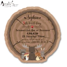 Лесные животные тематическая пригласительная карточка вечерние принадлежности лесные приглашения вечерние украшения на день рождения на заказ 16 шт