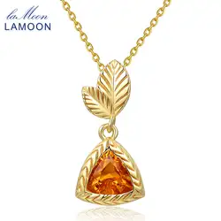 LAMOON-7 мм 1.3ct 100% натуральный цитрин 925 пробы Серебряные ювелирные изделия цепи кулон Цепочки и ожерелья S925 LMNI012