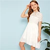 SHEIN Kiddie/красное платье в горошек с рюшами и открытыми плечами для девочек г. летнее расклешенное платье до колена с короткими рукавами для отдыха в стиле бохо