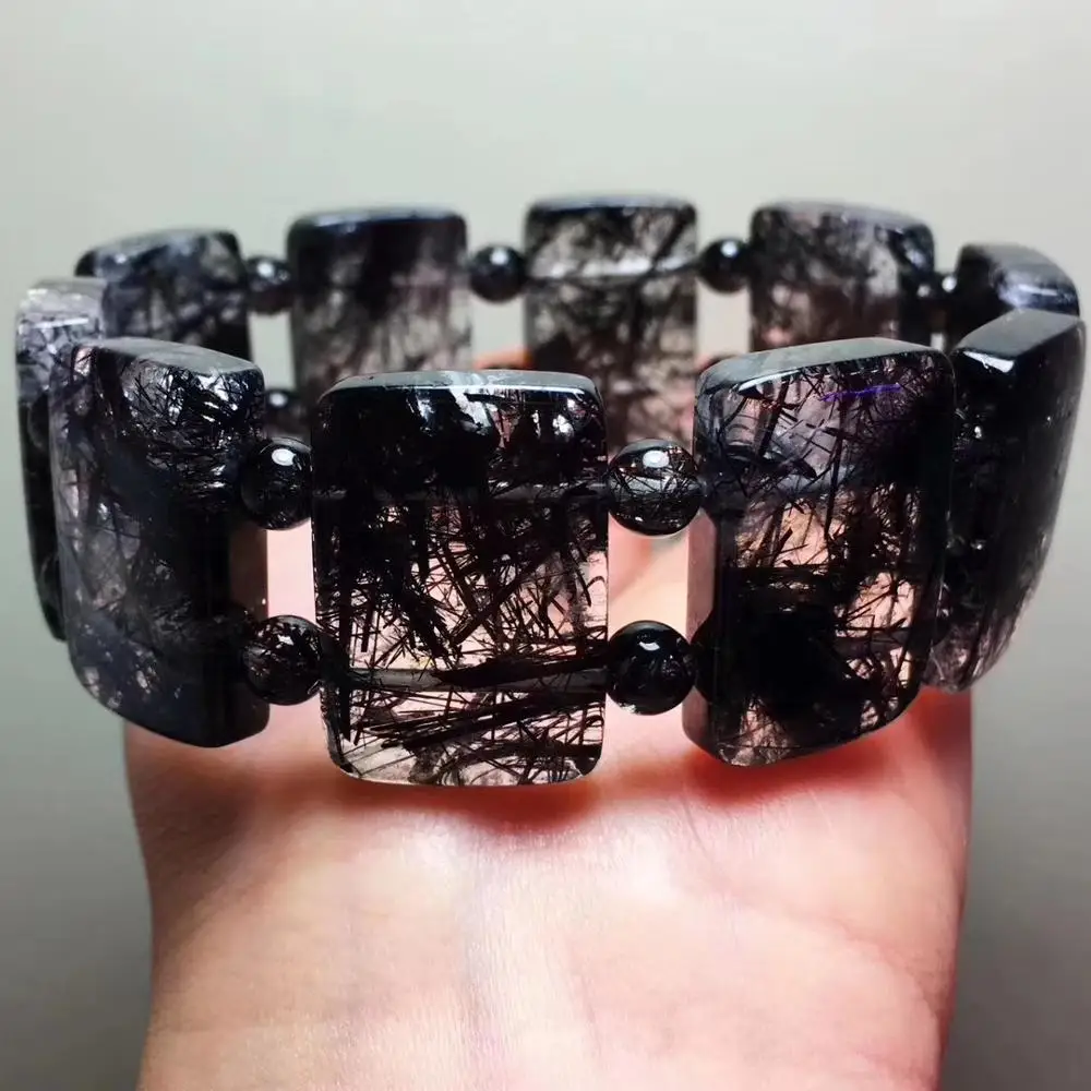 

Excellent Natural Black Rutilated Quartz Bracelet Brazil Round Beads Women Men Gift Top Quality Crystal Bracelet