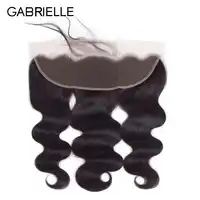 Gabrielle Peruvian Body Wave 13x4 Lace Frontal Closure ฟรี/กลาง/สามส่วน 100% สีดำธรรมชาติ non Remy มนุษย์ Hair