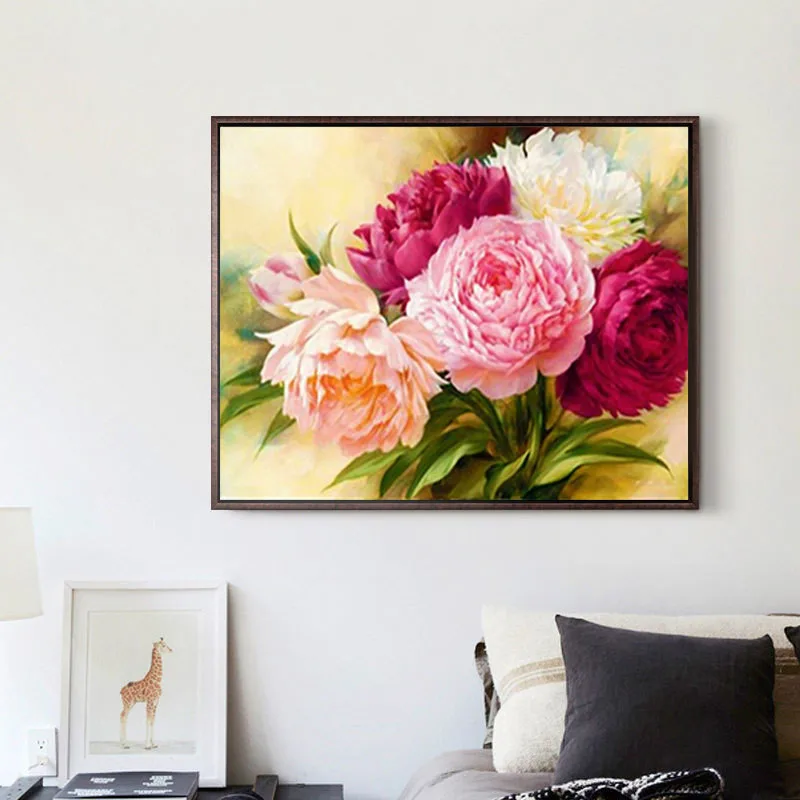 

Diamond Painting Peony Flowers Square Drill Diamond Embroidery 5D Rhinestones Cross Stitch Diamonds Mosaic Hobby Home Decoration
