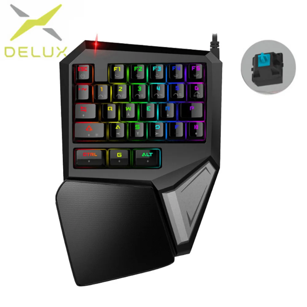 

Delux T9 PLUS Mechanical Keyboard Gaming Mini Keyboard Professional Ergonomic Keypad RGB Backlit 27 keys for PC Gamer for Laptop