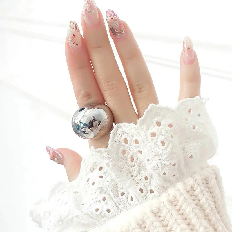 

WTLTC Unique Sliver Color Dome Thumb Rings for Women Steampunk Big Band Rings Chunky Statement Layered Ring Modernist Jewelry