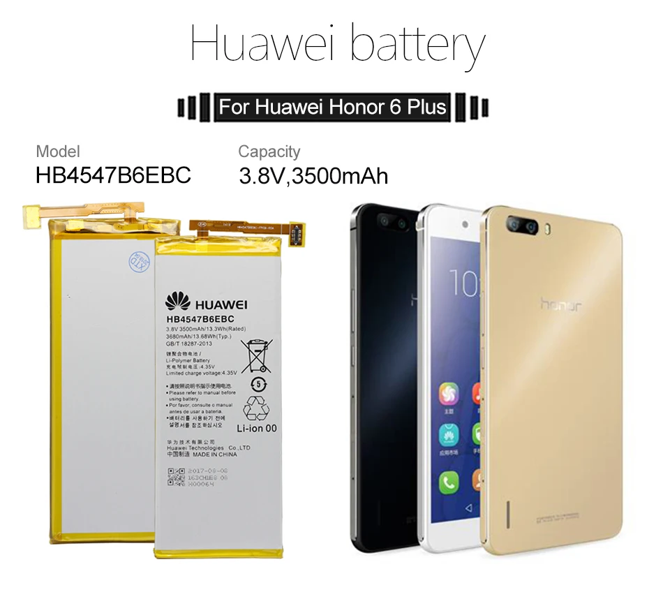 Мазь Хуа Вэй оригинальная замена телефон Батарея HB4547B6EBC для huawei для НУА Вэй слава 6 Plus PE-TL20 PE-TL10 PE-CL00 PE-UL00 3500 мА-ч