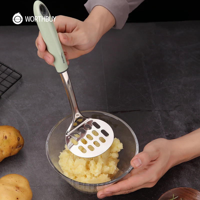 WORTHBUY ручная картофелеуборочная машина из нержавеющей стали для картофеля с пластиковой ручкой кухонные аксессуары пюре картофельное морковка инструменты