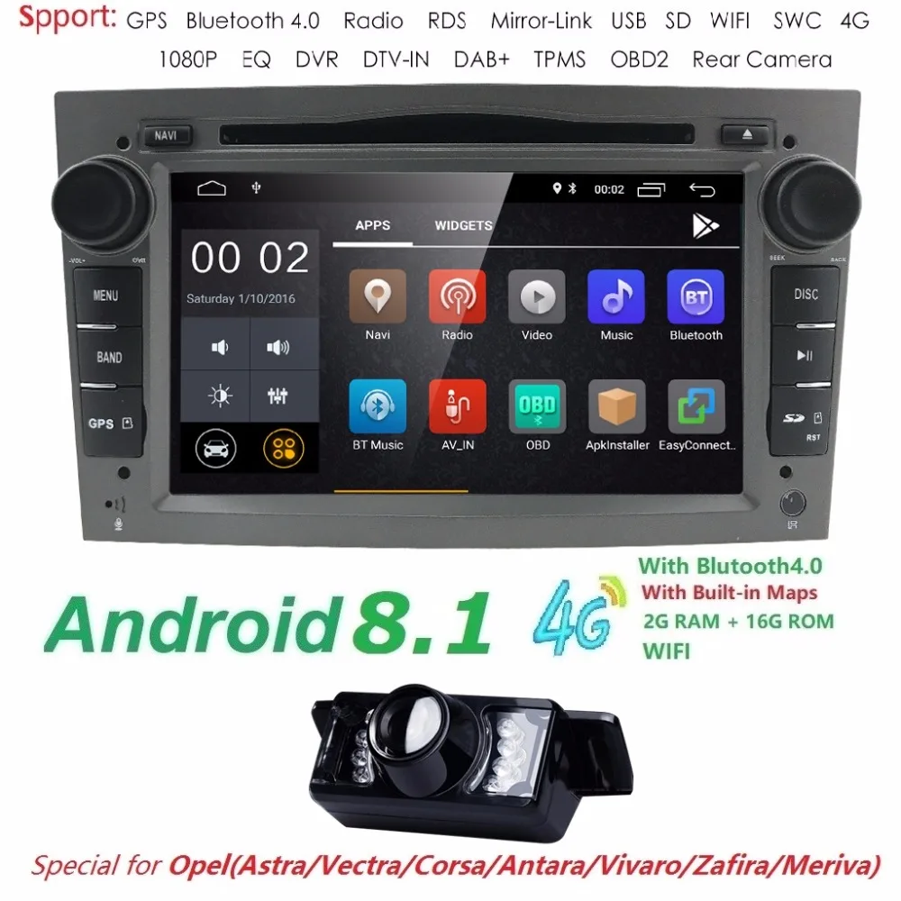 HD1024x600 QuadCore 4 GWIFI оперативная память 2 Гб Android8.1 PC DVD плеер автомобиля для Opel Zafira Meriva