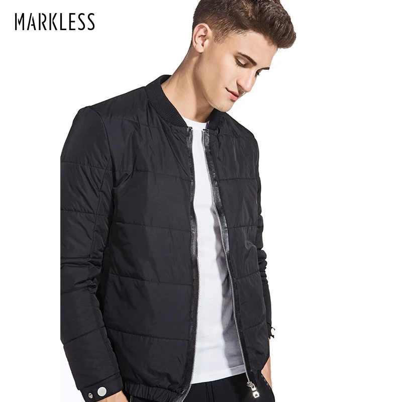 Markless chaquetas de algodón informales para hombre joven chaqueta de béisbol uniforme negro para hombre chaqueta abrigos AliExpress Ropa de hombre