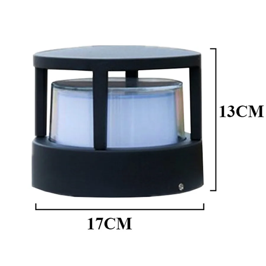 Thrisdar 12 Вт открытый фонарь для сада свет водонепроницаемый Ландшафтный для внутреннего двора колода пост световой столб вилла путь забор столб лампа - Испускаемый цвет: 12W Round add Cover