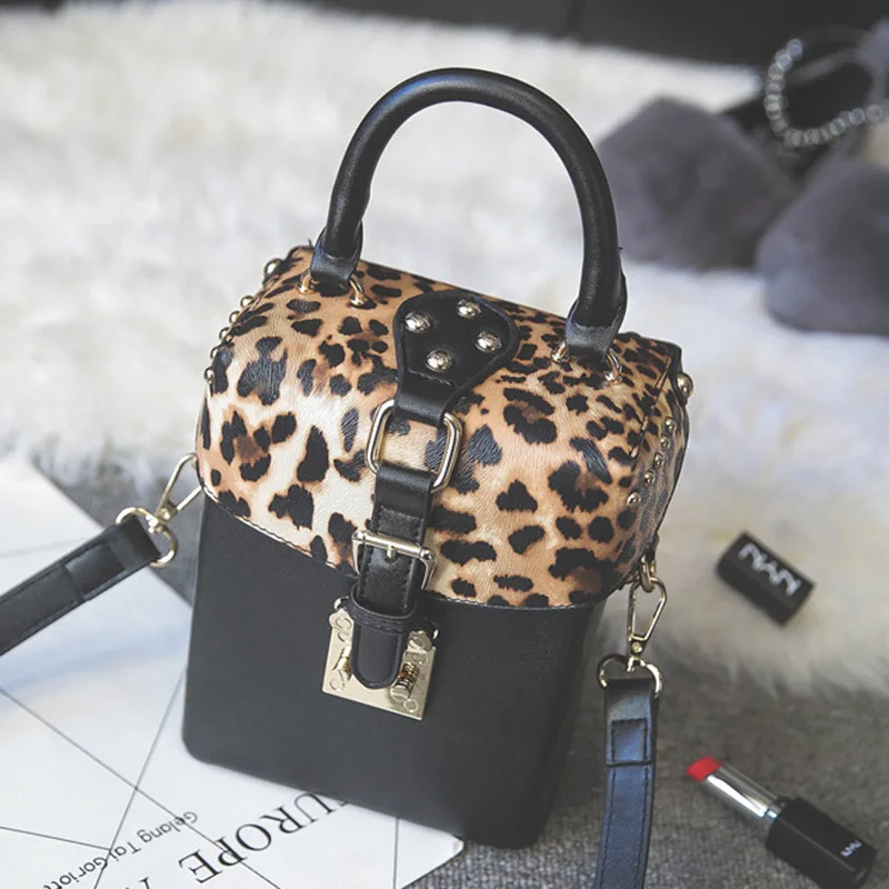 Fashion Women Leopard Rivet Handbag INS Popular Hot Female Exquisite Shoulder Bags Mini Box Ladies Travel Handle Bolsa SS3484 (8)