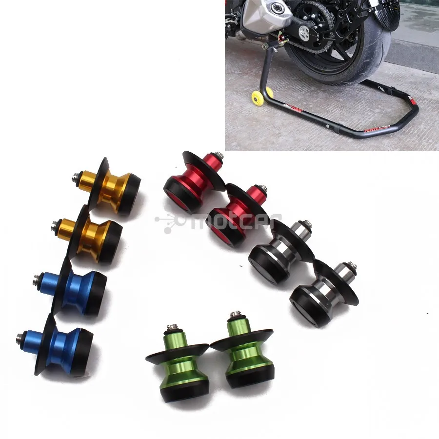 

Universal Fit Motorcycle Red/Blue Rear Stand Swing Arm Spool Sliders Stand Swingarm Bobbins Spools 8mm Stands Screws 1pair